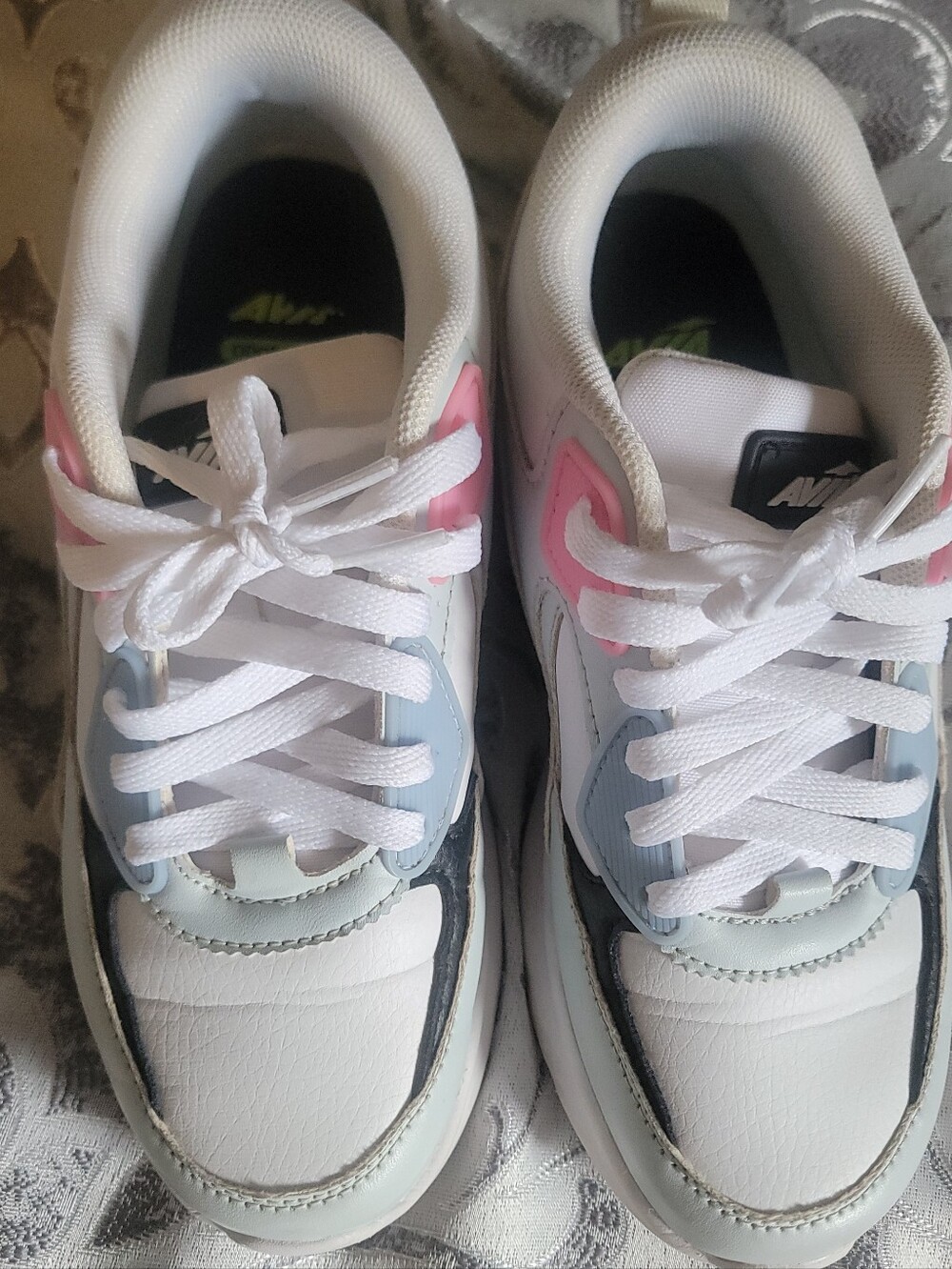 Womens Avia White Sneakers with Pink & Light Blue Accents